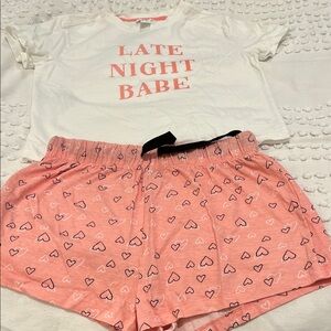 Victoria's Secret White and Pink Pajama Set